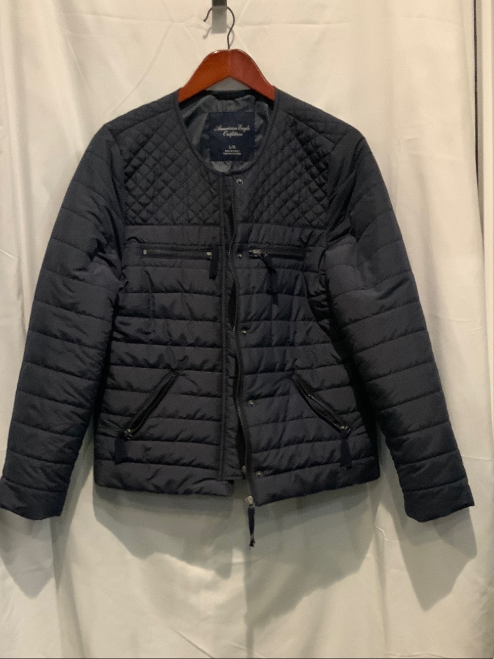 American Eagle Outfitters Dark Navy Quilted Packable Puffer Jacket